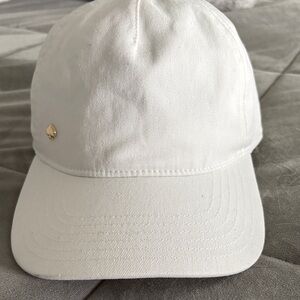 kate spade White Baseball Cap with Gold Spade Accent